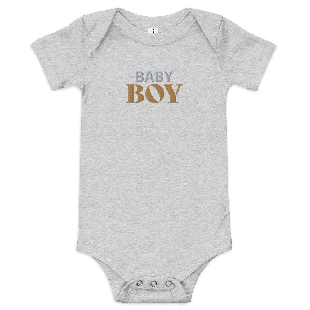 BABY BOY, Embroidered Short Sleeve One Piece