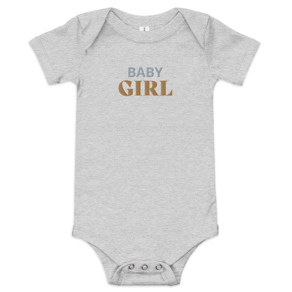 BABY GIRL, Embroidered Short Sleeve One Piece