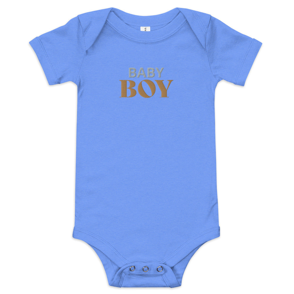 BABY BOY, Embroidered Short Sleeve One Piece