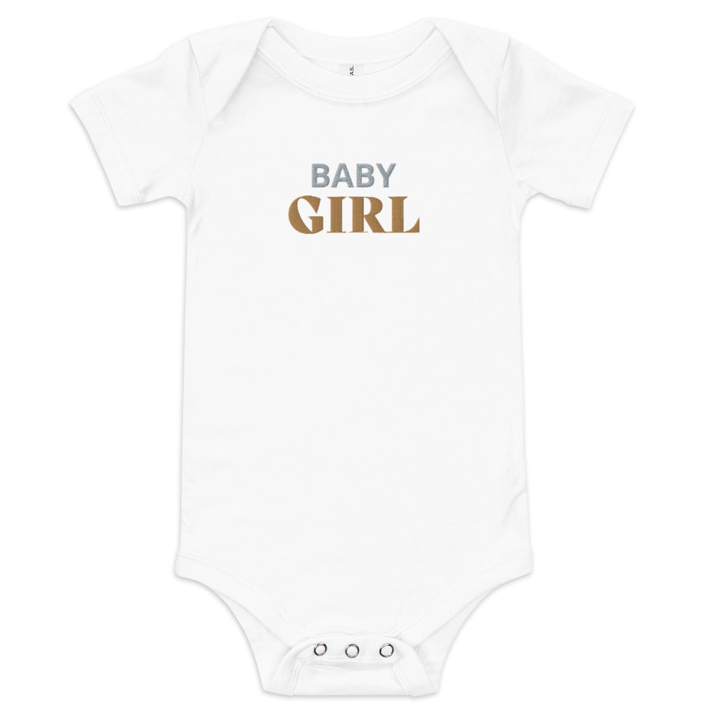 BABY GIRL, Embroidered Short Sleeve One Piece