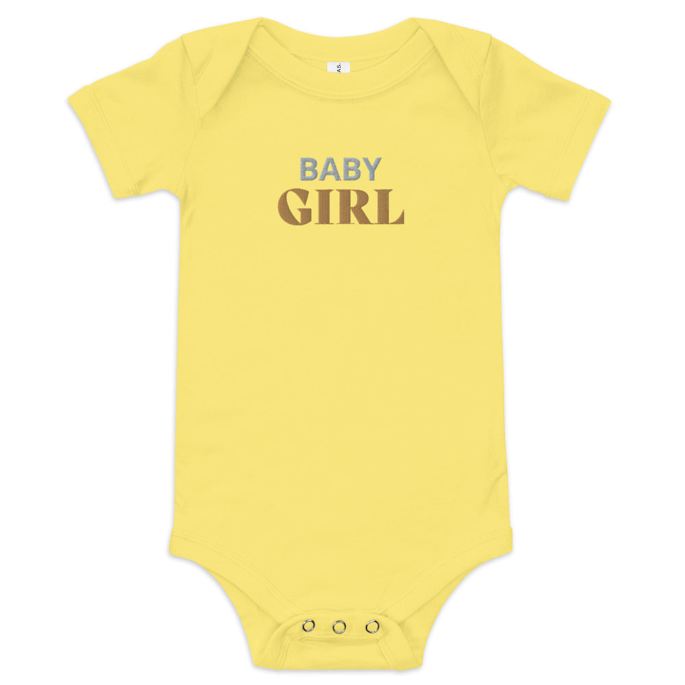 BABY GIRL, Embroidered Short Sleeve One Piece