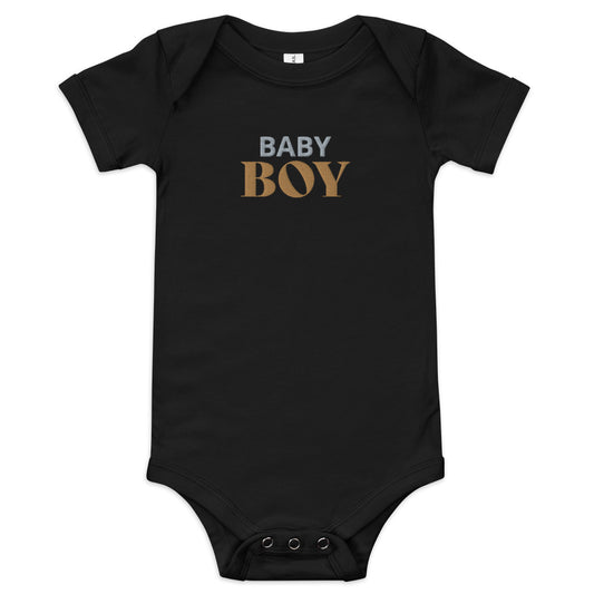 BABY BOY, Embroidered Short Sleeve One Piece