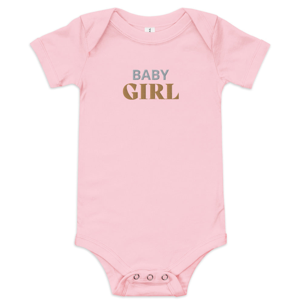 BABY GIRL, Embroidered Short Sleeve One Piece