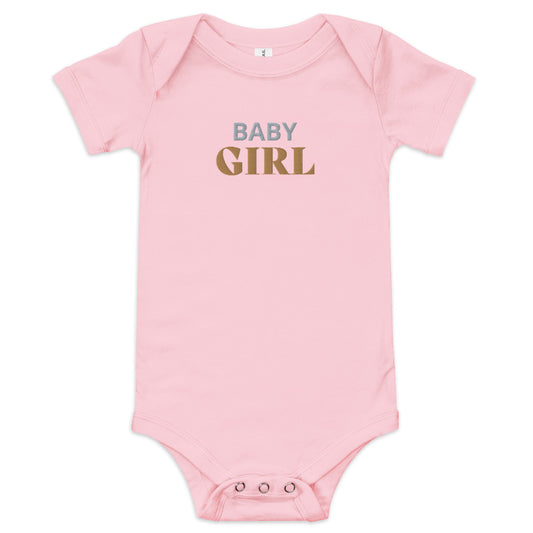 BABY GIRL, Embroidered Short Sleeve One Piece